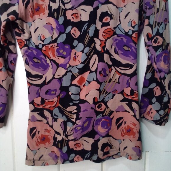 Lauren Ralph Lauren Blouse Women S Crossover 3/4 Sleeve Pattern Colorful - Picture 16 of 16